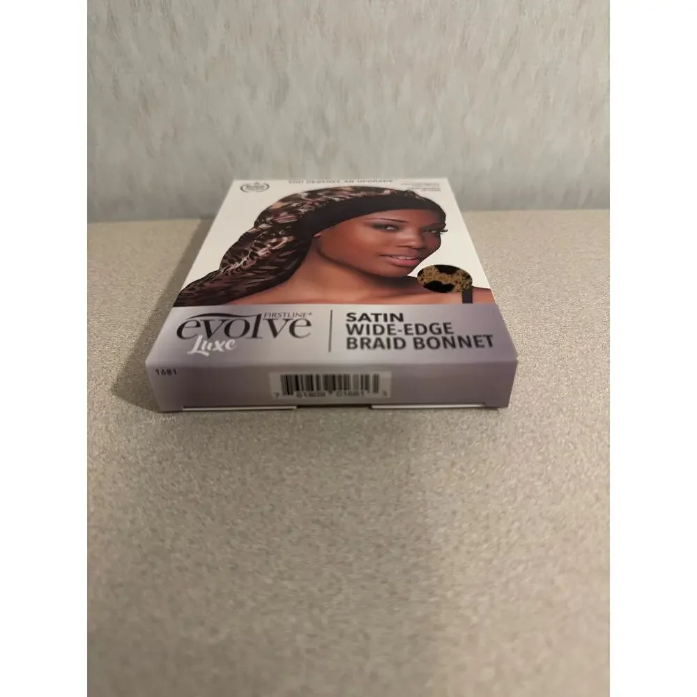 Evolve Luxe Satin Wide Edge Braid Bonnet Leopard Print Night Hair Care Cap
